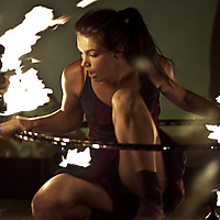 In flames