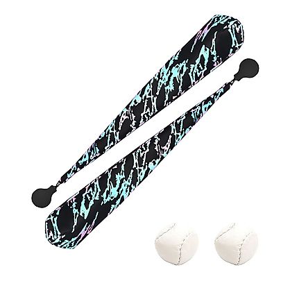  All Fabric Poi, Pair of Rainbow Dot Reflective Pro Poi