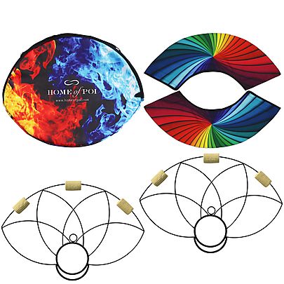  All Fans, Pair of Lotus Petal Fire Fans with Carry Bag