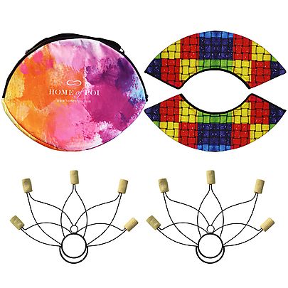  Medium Lotus Fire Fans, Pair of Medium Lotus Fire Fans with Carry Bag