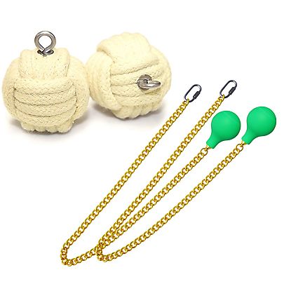  Pair of Pro Medium Monkey Fist Fire Poi, Pair of Pro Medium Monkey Fist Fire Poi
